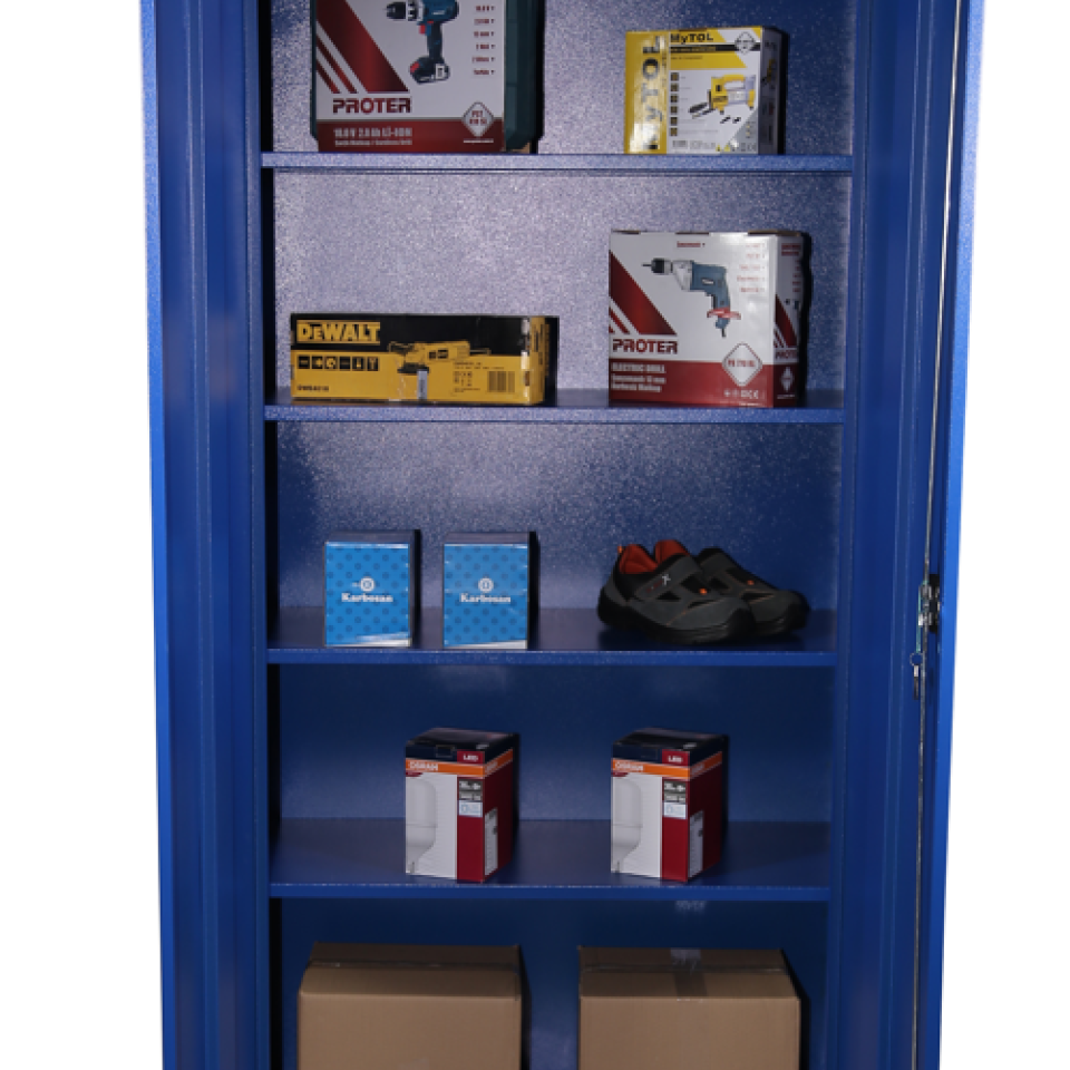 MALZEME DOLABI-MAVİ RENK 4 RAFLI