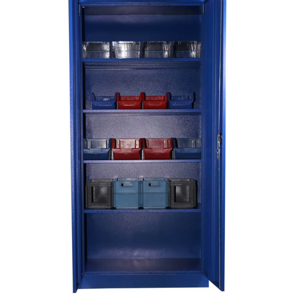 AVADANLIKLI MALZEME DOLABI -MAVİ RENK 4 RAFLI