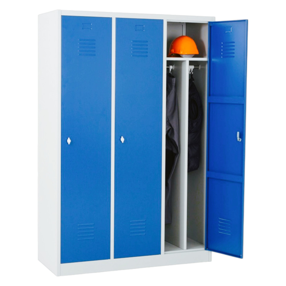3'lü Bölmeli Metal Personel Soyunma Dolabı