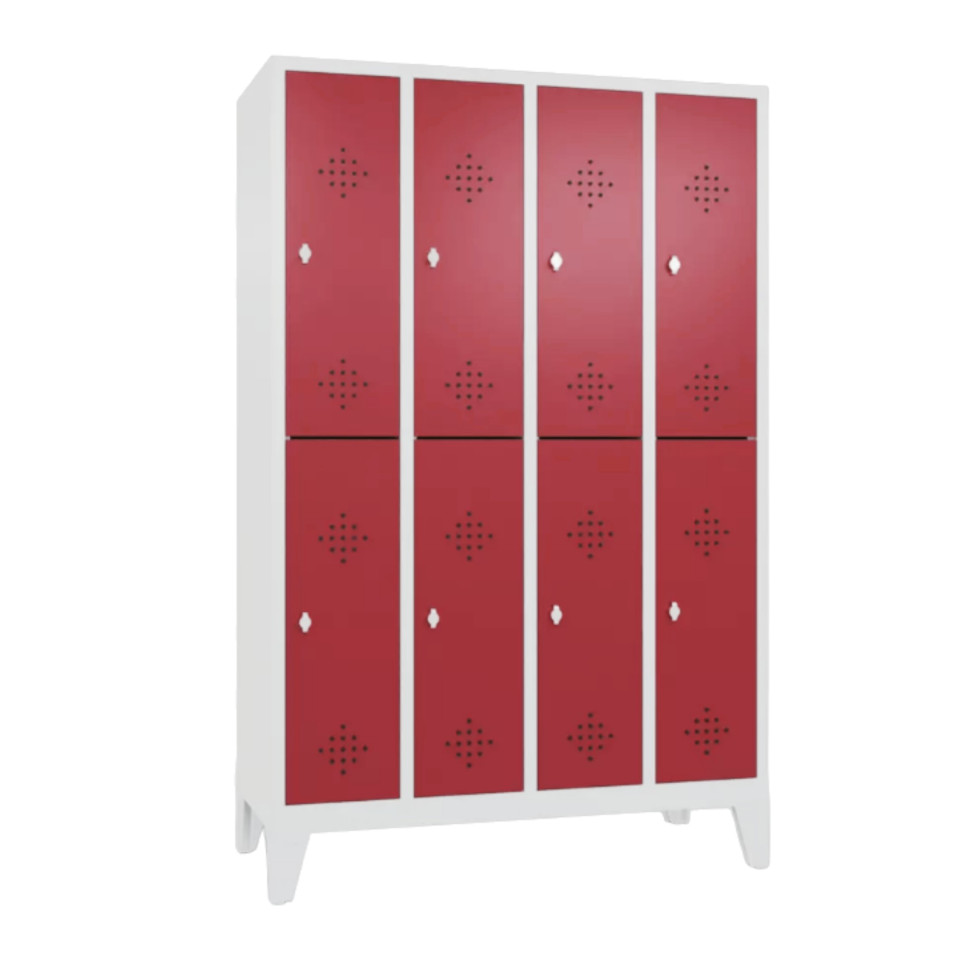 Sekizli Personel Soyunma Dolabı-Kırmızı
