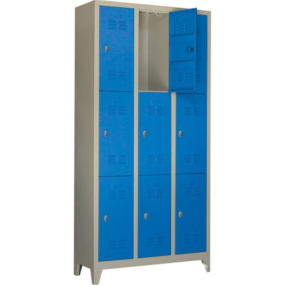 Dokuzlu Personel Soyunma Dolabı Mavi