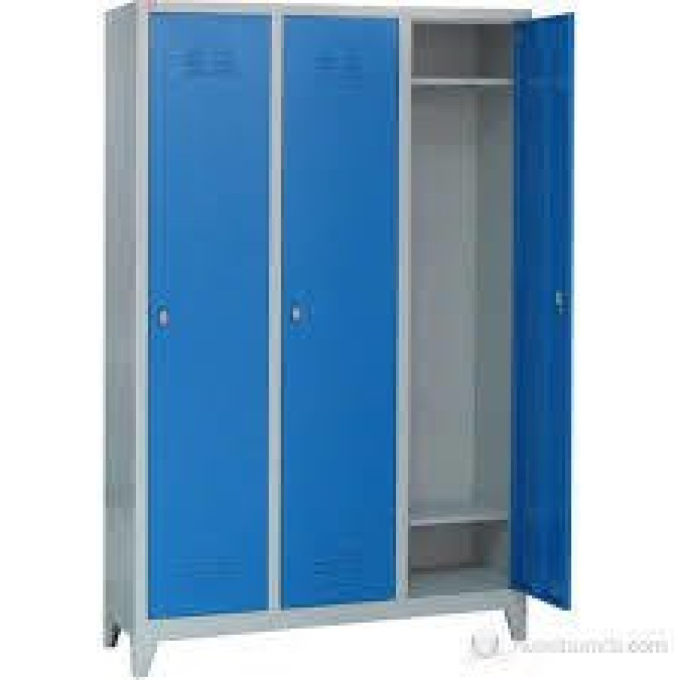 Üçlü Personel Soyunma Dolabı Standart Mavi