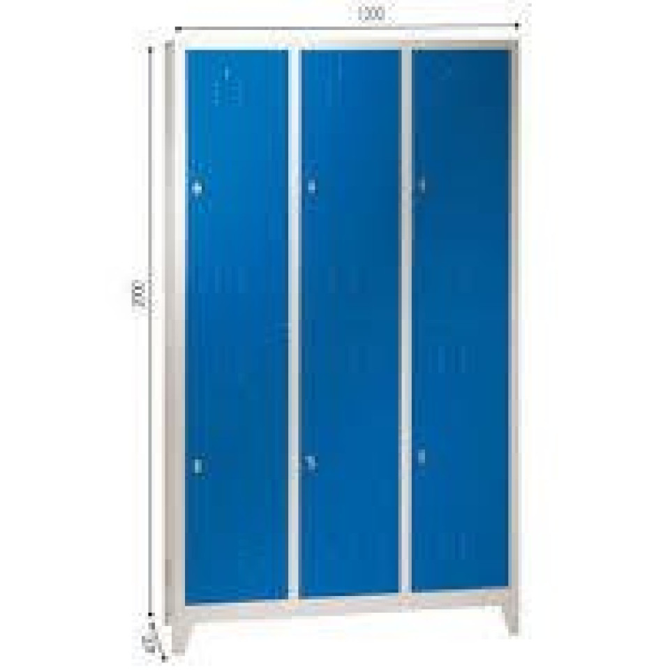 Üçlü Personel Soyunma Dolabı Standart Mavi