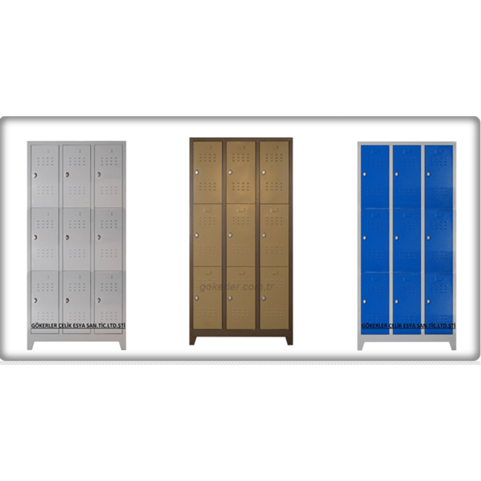 Dokuzlu Soyunma Dolabı Kırmızı