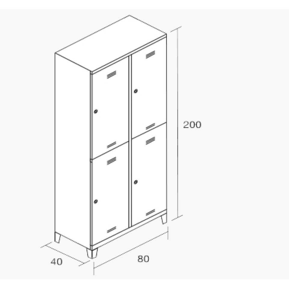 Eğimli Geniş Dörtlü Soyunma Dolabı