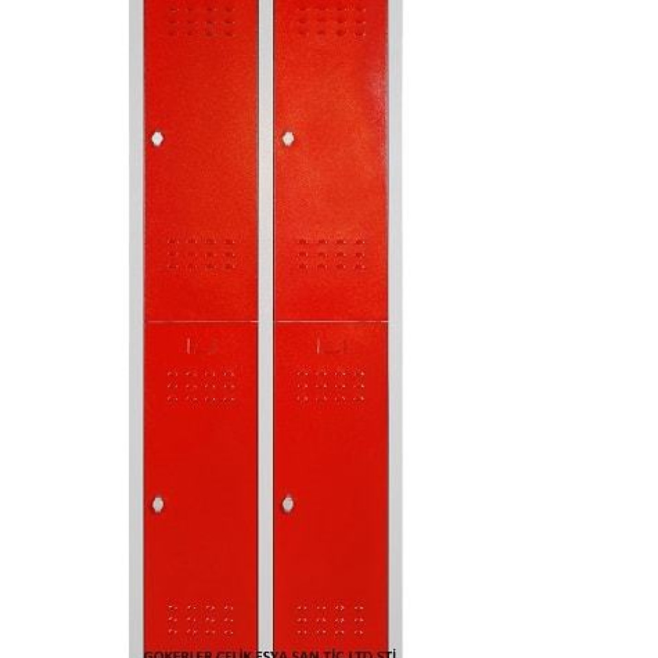 Dörtlü Personel Dolabı Kırmızı