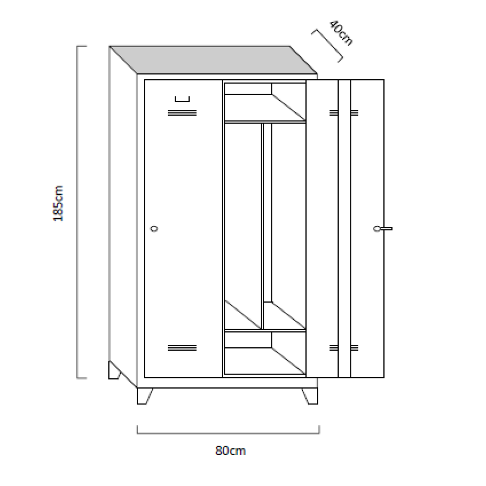 İkili İş Güvenliği Personel Soyunma Dolabı