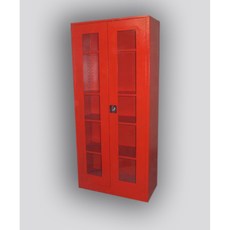 Camlı Dosya Dolabı (Kırmızı)