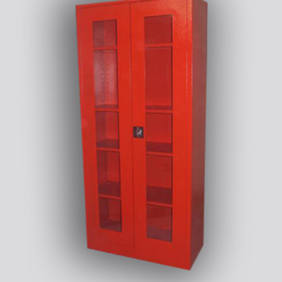 Camlı Dosya Dolabı (Kırmızı)