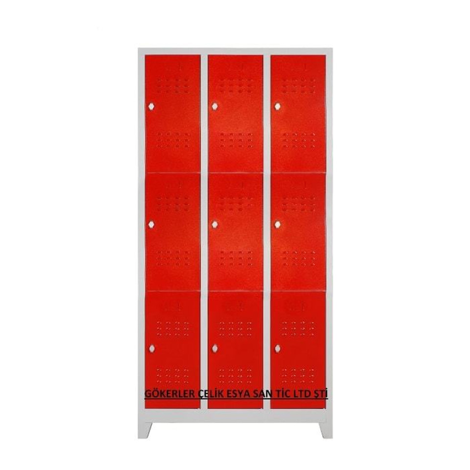 Dokuzlu Soyunma Dolabı Kırmızı