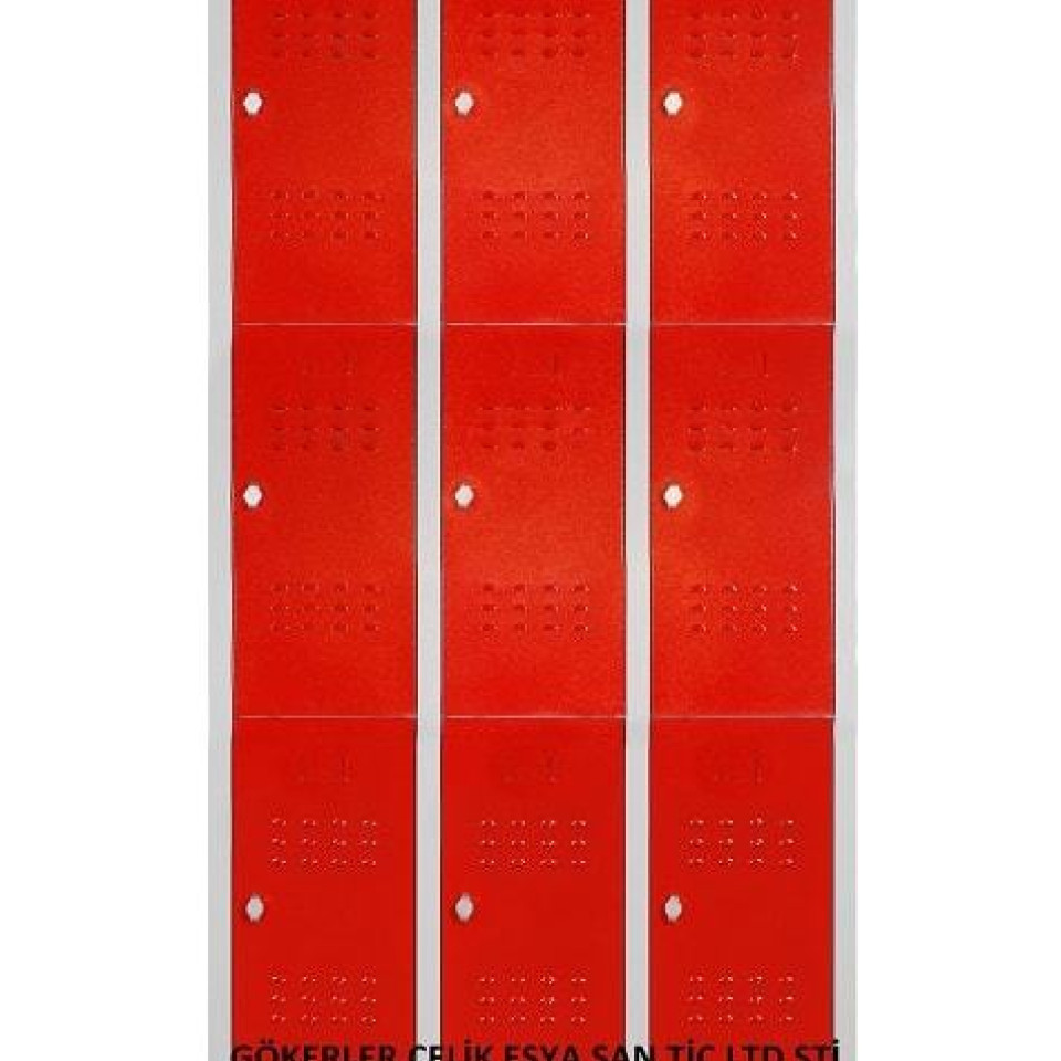 Dokuzlu Soyunma Dolabı Kırmızı