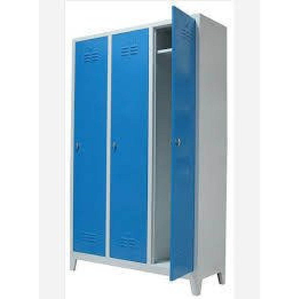 Özel Soyunma Dolabı Üçlü Mavi Renk